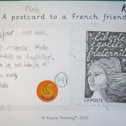 This is me: Writing to a French friend- We had to understand and exchange written information.